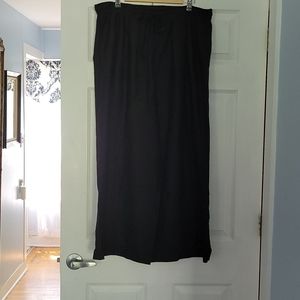 BLACK SILK WIDE LEG PANTS